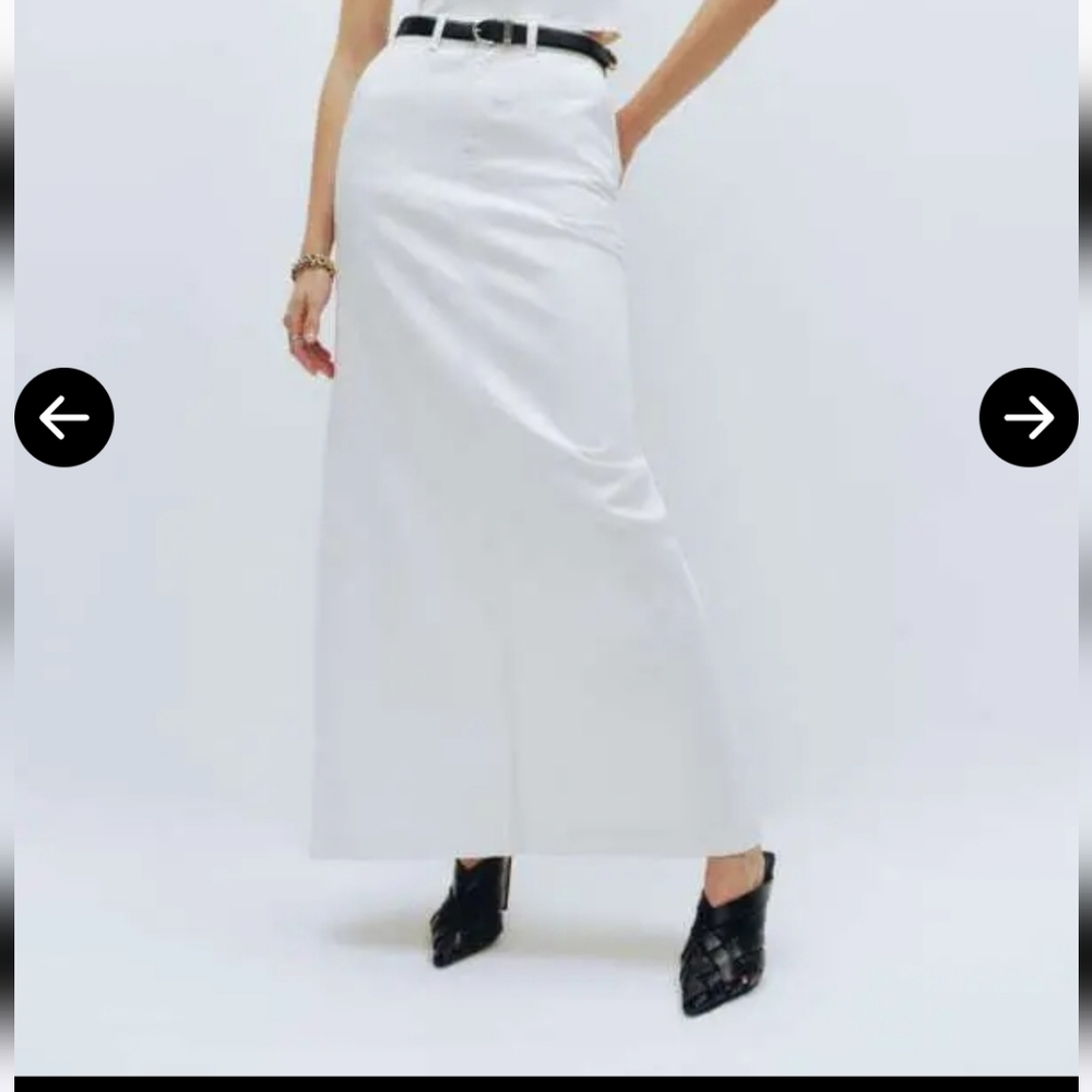 Reformation Myles Denim Maxi Skirt In Fior Di Latte - Picture 10 of 16